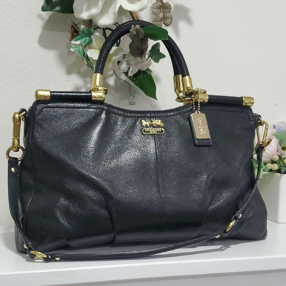 Coach Black Leather Madison Pinnacle Carrie Satchel - Picture 3 of 17